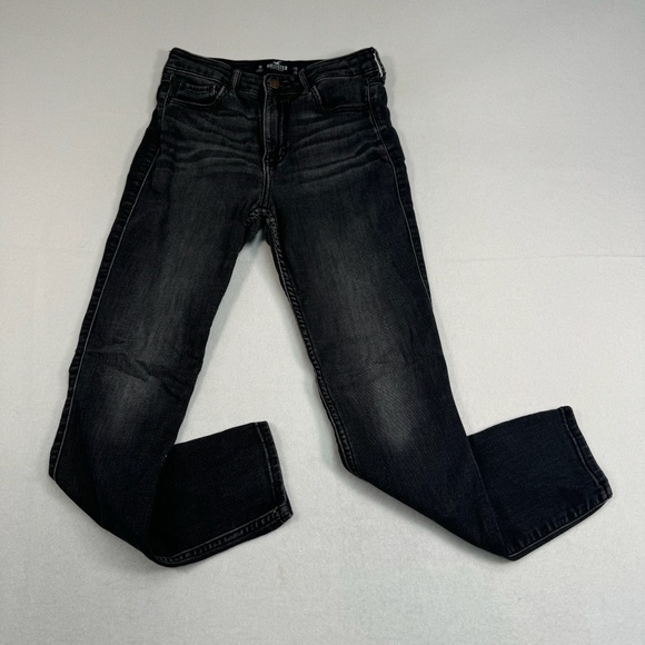 Hollister Super Skinny Crop Jeans Womens Size 1/25 Black Wash High Rise - Picture 1 of 13
